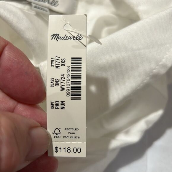 Madewell NT777 White Relaxed Dolman Button-Up Shirt NWT size xxs - Picture 8 of 10